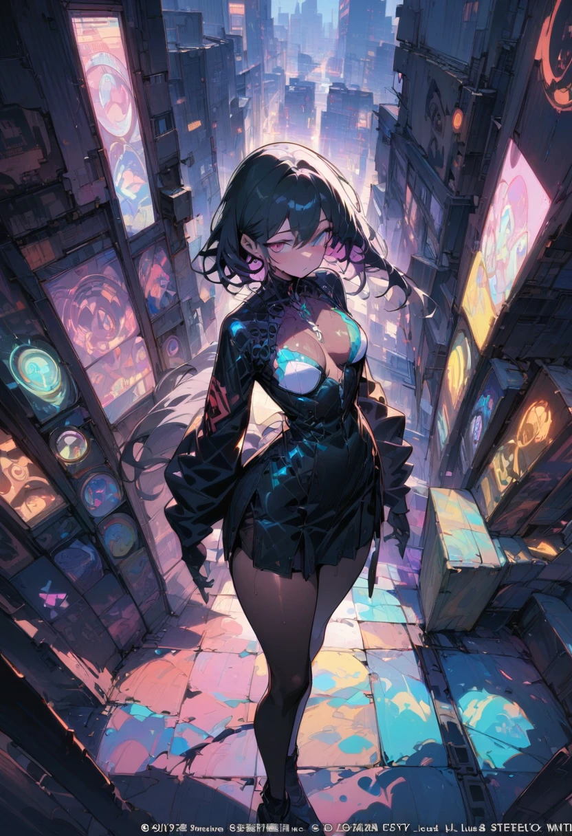 In the rain-soaked streets of a cyberpunk dystopia, a cityscape looms, its skyscrapers casting long shadows over the neon-lit alleys, where the future meets the past in a dance of shadows and light, Neo-Futurism, (masterpiece, best quality, perfect composition, very aesthetic, absurdres, ultra-detailed, intricate details, Professional, official art, Representative work:1.3), (Animagine:0.01)