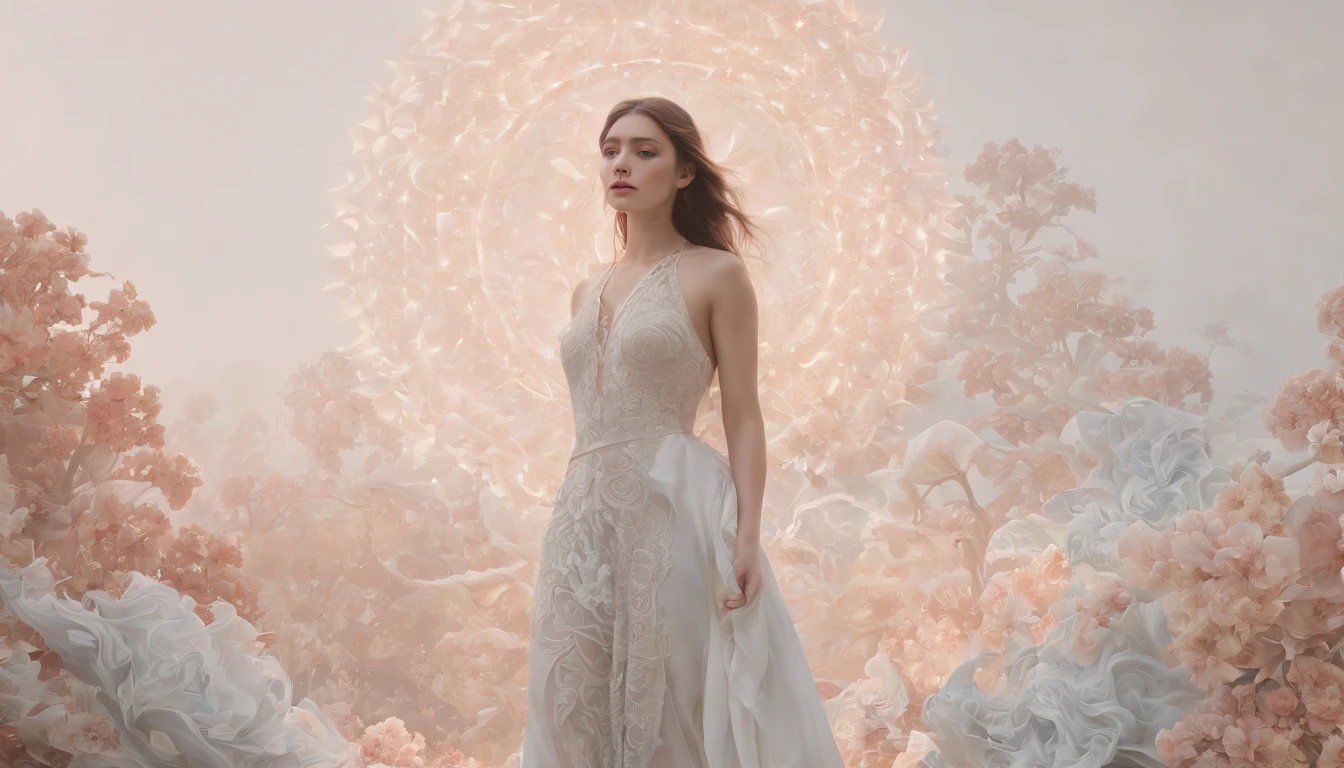 official art, unified 8k wallpaper, Super detailed, Beautiful and beautiful, masterpiece, best quality, (zendispute, mandala, dispute, endispute), (fractal art:1.3) , 1 girl, Very detailed, dynamic angle, cowboy shooting, Chaos in its most beautiful form, elegant, brutalist design, bright colors, , by James Jean, Robbie Devi Antonio, Ross Tran, French bacon, Michal Maraz, Adrian Genius, Petra Cortright, Gerhard Richter, Takato Yamamoto, Ashley Wood, Atmospheric, of notes, Streaming notes are visible