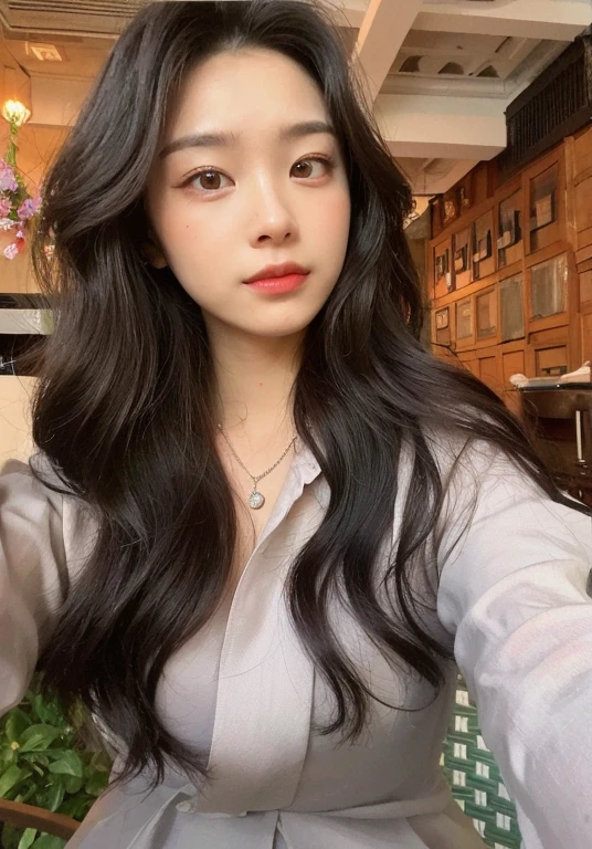 Best Quality, 8k, Masterpiece, (Portrait: 1.3), (photo realistic:1.4), (hyper realistic:1.4), Sharp Focus, looking at viewer, (smoother lighting:1.1), (increase cinematic lighting quality:0.9), realistic lighting, backlighting, light on face, ray trace, (brightening light:1.2), (Increase quality:1.4), sharp detail, (best quality real texture skin:1.4), finely detailed eyes, black_eyes, finely detailed face, 25 year old Korean woman, (white formal_shirt:1.4), (hairstyle remains exactly the same as the original:1.4)