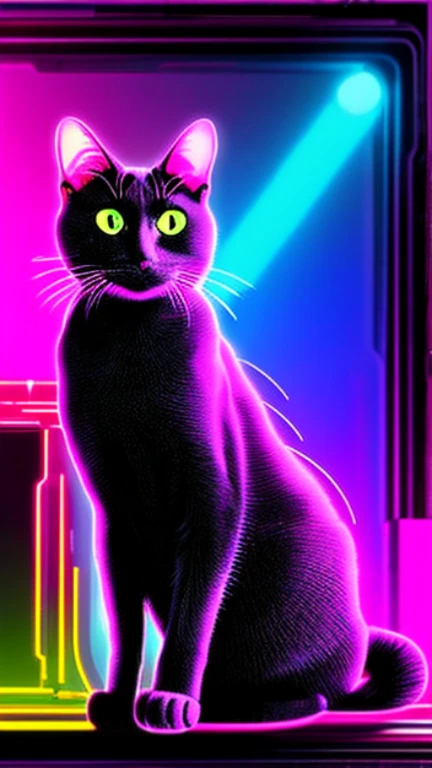 a cat in the Synthwave