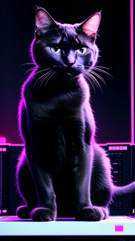 a cat in the Synthwave