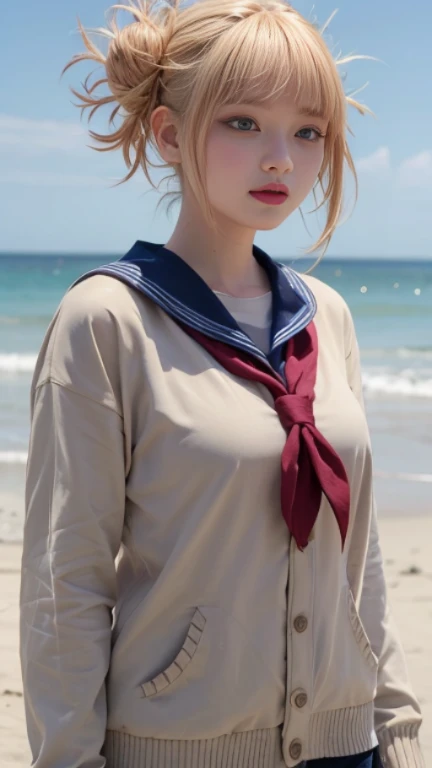 Gravure idol's nipples are visible through her clothes,beach,masterpiece,blonde,19 years old,woman