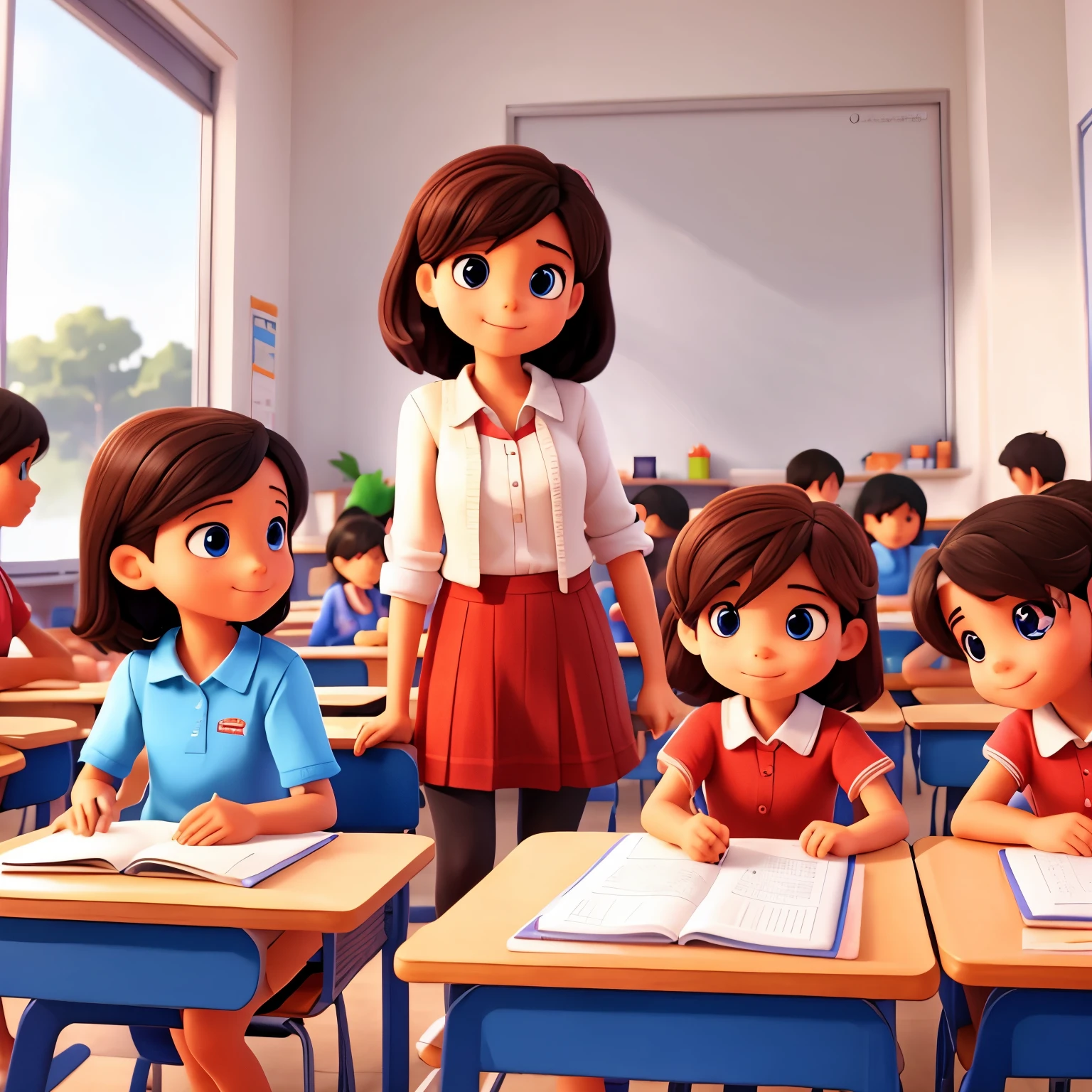 Learning together childrens or kids in a class room with a teacher