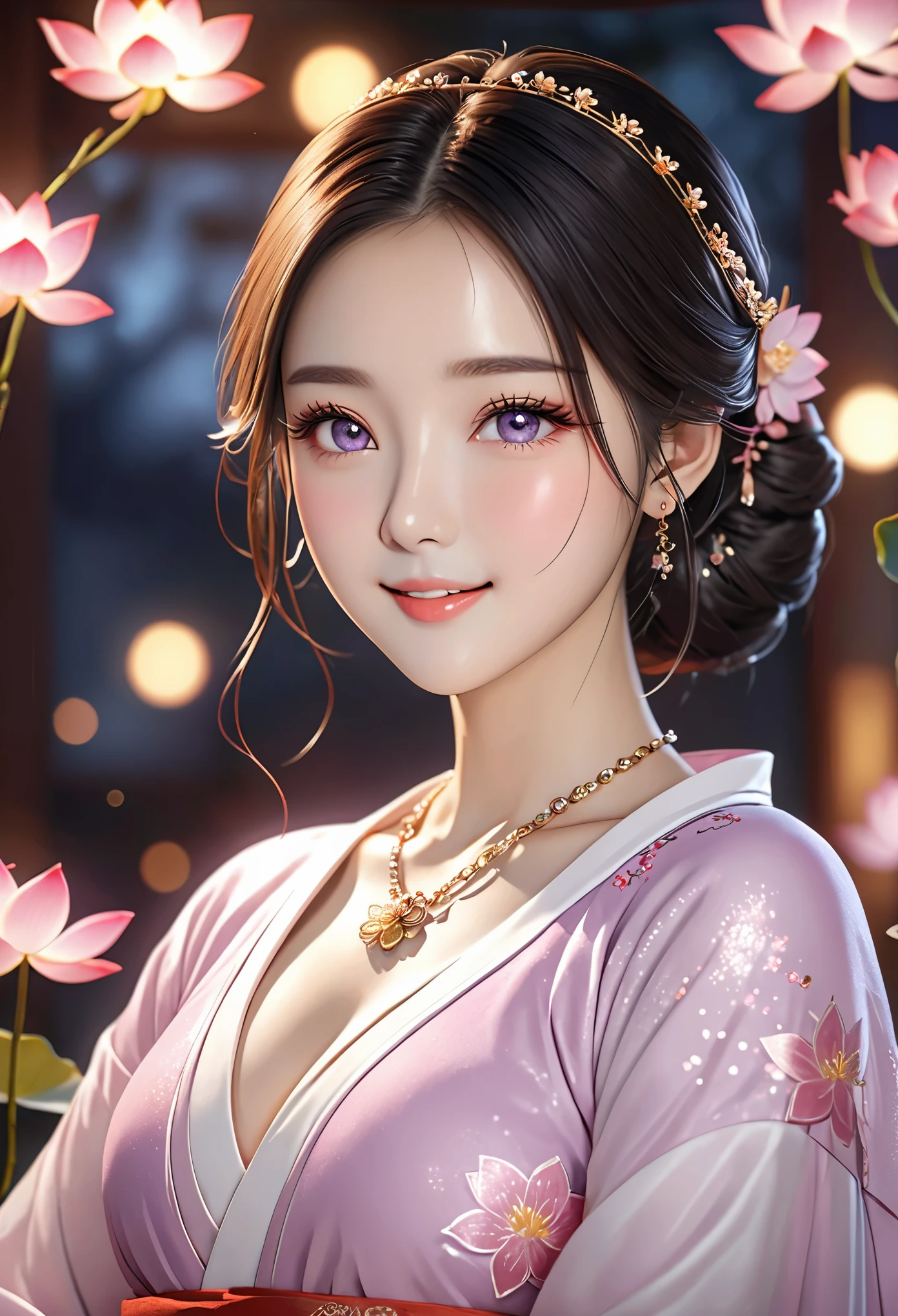 Excellent quality, masterpiece, High Resolutiexist, 1 girl, blush, (seductive smile: 0.8), Star pupils, Chinese Hanfu Lilac, hair accessories, necklace, jewelry, beauty, exist_Body, Tyndall effect, realism, Lotus Pexistd, light edge, Two-texiste Lighting, (High detail skin: 1.2), 8K Ultra HD, DSLR camera, soft light, high quality, Volumetric lighting, photo, High Resolutiexist, 4K, 8K, background bokeh