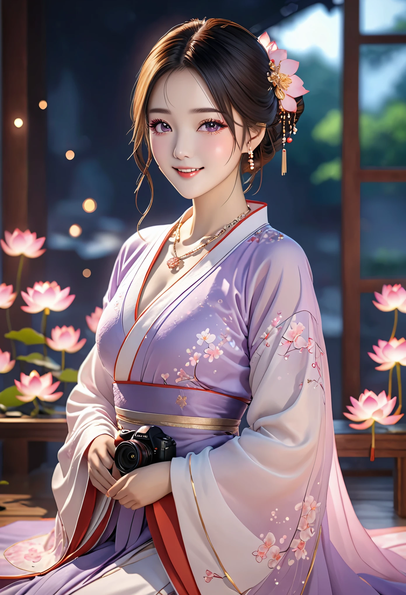 Excellent quality, masterpiece, High Resolutiexist, 1 girl, blush, (seductive smile: 0.8), Star pupils, Chinese Hanfu Lilac, hair accessories, necklace, jewelry, beauty, exist_Body, Tyndall effect, realism, Lotus Pexistd, light edge, Two-texiste Lighting, (High detail skin: 1.2), 8K Ultra HD, DSLR camera, soft light, high quality, Volumetric lighting, photo, High Resolutiexist, 4K, 8K, background bokeh