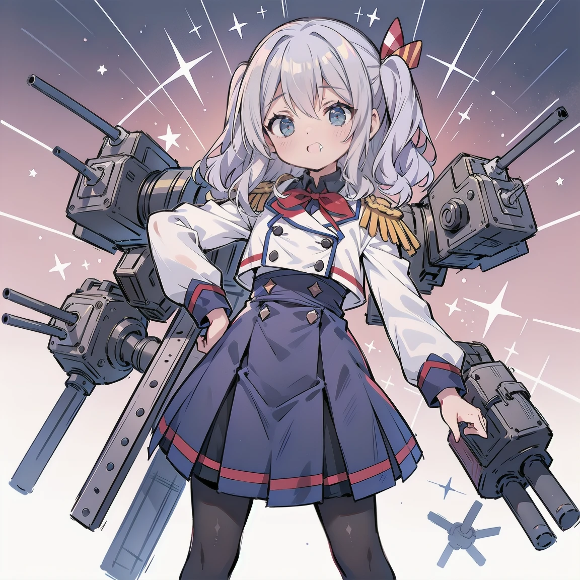 boca aberta, Seios grandes ,olhos azuis,BTPT-FC,quadris largos,Sorriso,,quadris largos,boca aberta,cabelo ondulado,Sozinho,Kashima,cauda dupla,
cabelo prateado,Tsurime,kantai collection, Sorriso,,quadris largos, Melhor qualidade,jaqueta branca, jaqueta militar, uniforme militar,saia cinza,saia plissada,tem,standing,tiro de vaqueiro,sala,neck ribbon,mangas com babados