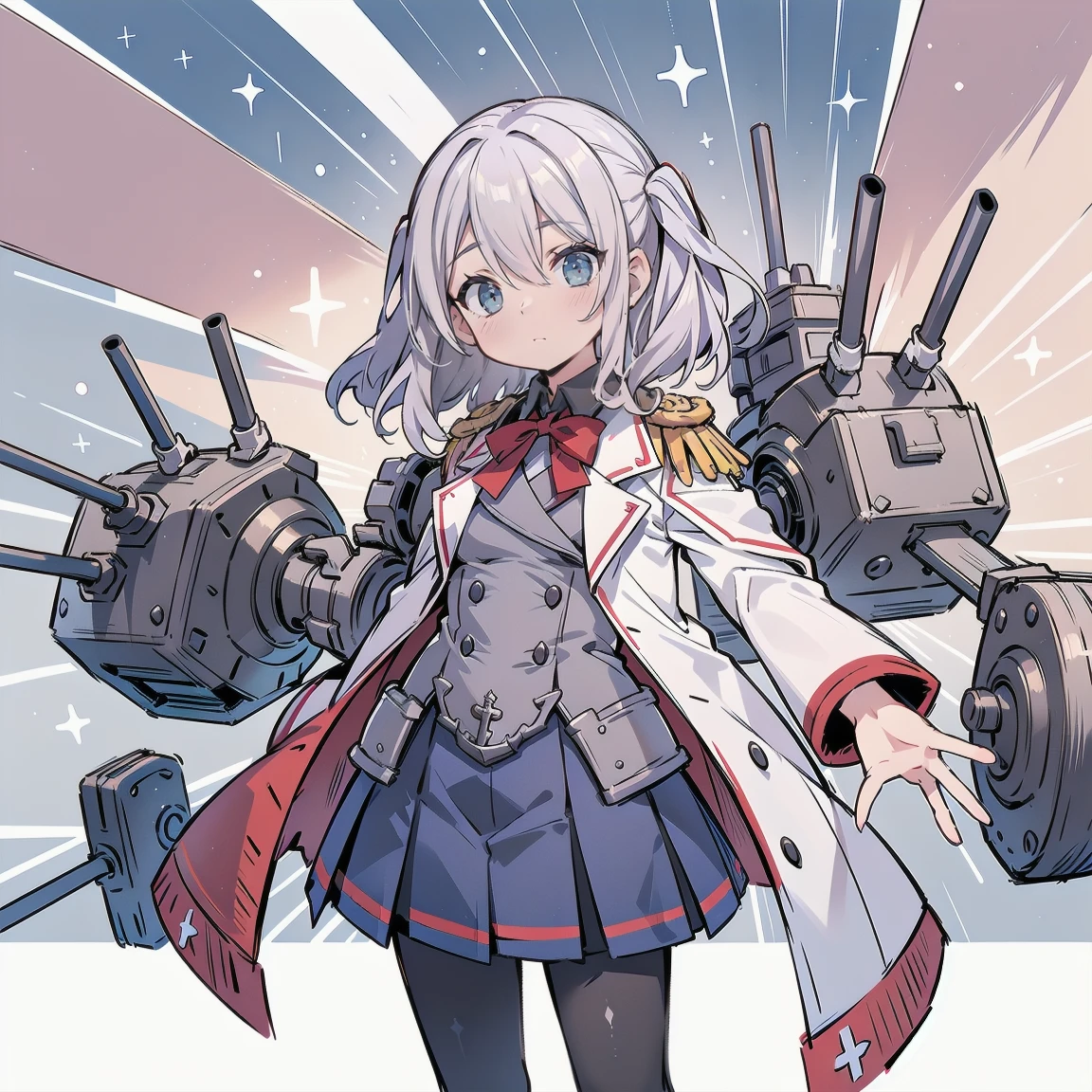 boca aberta, Seios grandes ,olhos azuis,BTPT-FC,quadris largos,Sorriso,,quadris largos,boca aberta,cabelo ondulado,Sozinho,Kashima,cauda dupla,
cabelo prateado,Tsurime,kantai collection, Sorriso,,quadris largos, Melhor qualidade,jaqueta branca, jaqueta militar, uniforme militar,saia cinza,saia plissada,tem,standing,tiro de vaqueiro,sala,neck ribbon,mangas com babados