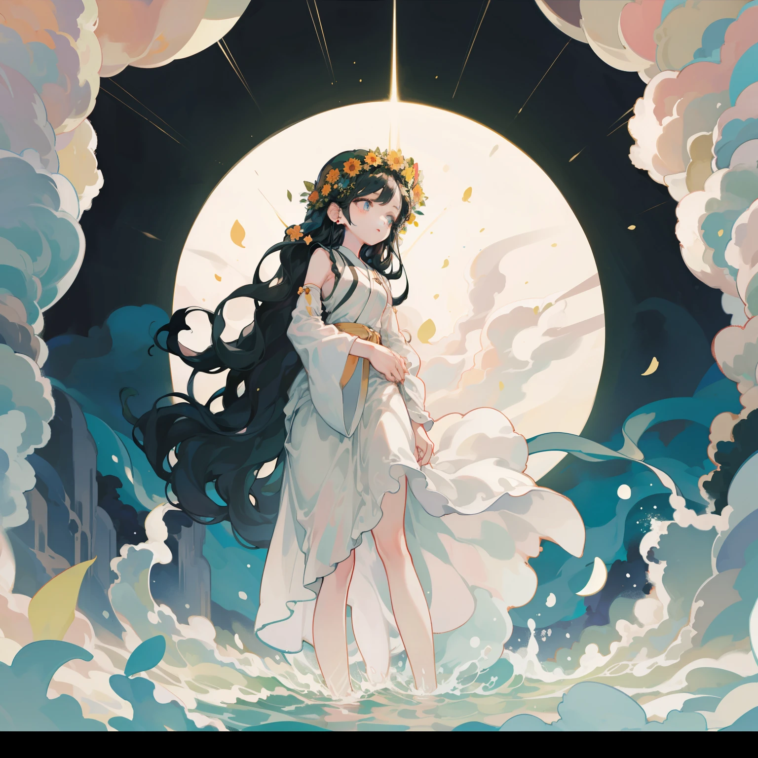 When the light enveloped the well,、The shadows fade away、The forest shone brightly again.。The courage of Himawari, a girl with long black hair and wearing a white dress, saved the forest.。
「Mori、Now peace has returned。」