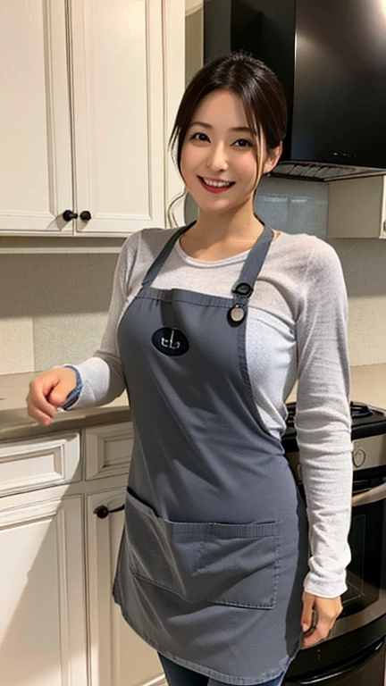 Japan&#39;s most beautiful mother、Too erotic mom、A body that accepts all sexual desires、standing in the kitchen、Gray long sleeve tight knit、wearing an apron、32K quality、highest quality、turn around、say good morning with a smile