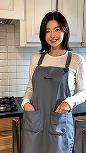 Japan&#39;s most beautiful mother、Too erotic mom、A body that accepts all sexual desires、standing in the kitchen、Gray long sleeve tight knit、wearing an apron、32K quality、highest quality、turn around、say good morning with a smile