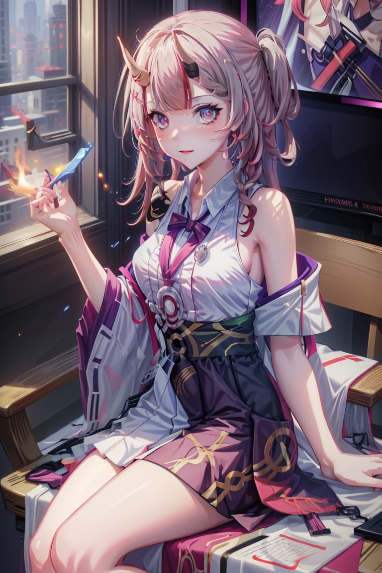 Anime girl sitting on chair in white dress, cute anime waifu in a nice dress, azur lane style, Guweiz in Pixiv ArtStation, trending on artstation pixiv, Guweiz on ArtStation Pixiv, Anime goddess, onmyoji, trending on cgstation, style of anime4 K, Guviz, perfect body, perfect breast,((Best quality, 8k, Masterpiece :1.3)), Sharp focus :1.2, Perfect body beauty: 1.4, lewd face and holding condoms,hand between leg,