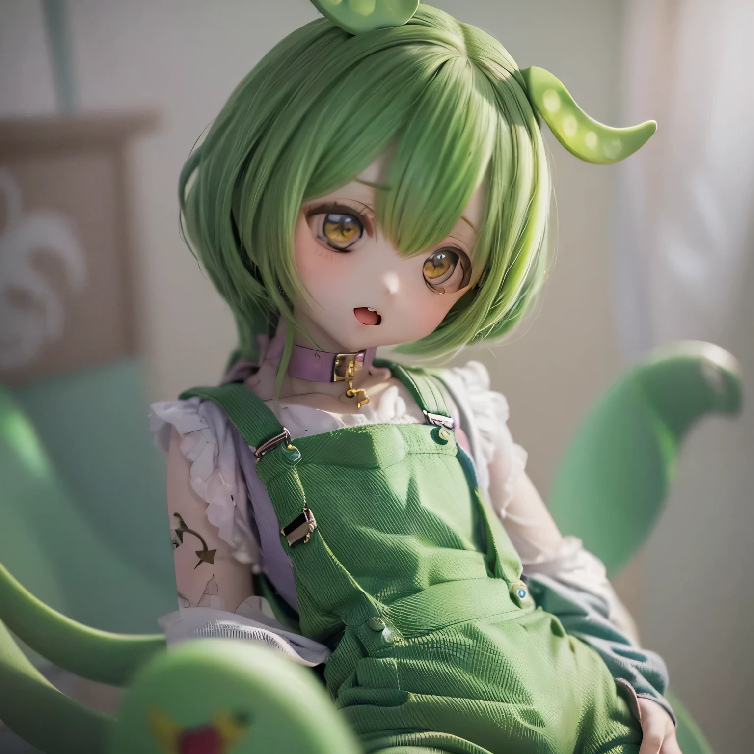 ,(illustration),(((In town))),(best quality,ultra-detailed,highres),(vivid colors),(smug face),((((((chibi)))))),(green hair),(open mouth),(nude)Zundamon's hairstyle full body ,(smug face),(((((chibi))))),(green hair),(white blouse),(((((8green color Bugy overalls)))))doyagao