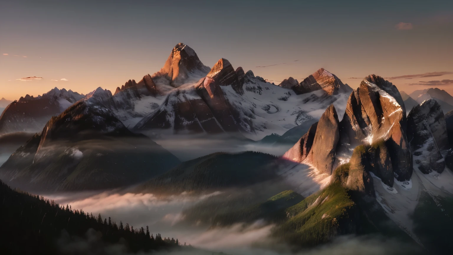 best quality,4k,8k,highres,masterpiece:1.2,ultra-detailed,realistic:1.37,landscape,stylized painting,mountain range,sunrise,vivid colors,contrast,soft brush strokes,painterly,subtle lighting,dramatic sky,peaceful,serene,tranquil,natural beauty,ethereal,harmonious,colorful,dawn,horizon,majestic peaks,silent stillness,morning haze,gentle slopes,crimson and golden hues,misty atmosphere,sun rays,pastel shades,gradient clouds,warm and cool tones