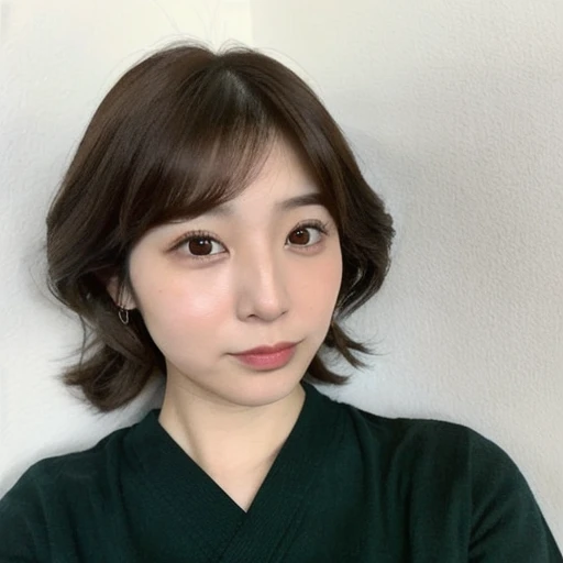 ((japanese woman))、(low quality:1.2)、(33 years old:1.6)、brown hair、((black eyes))、Selfie style、The place is home、shirt、((below average face))、(Low quality:1.5)、realistic vape、(Poor image quality:1.5)、dry skin、