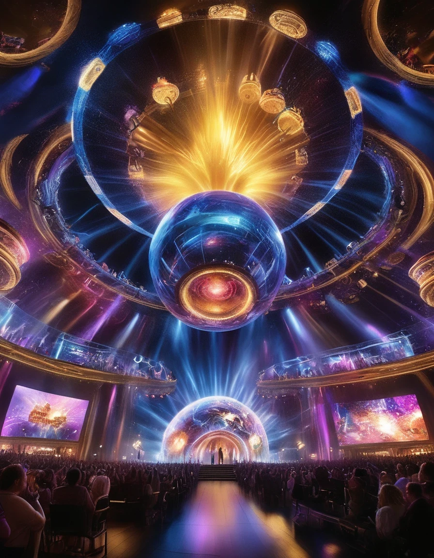 best quality,4k,8k,highres,masterpiece:1.2,ultra-detailed,realistic:1.37,Vegas Sphere,eye-catching,impressive venue,lively atmosphere,colorful lights,thrilling performances,enchanting,artistic breakthrough,influential cultural symbol,memorable experience,Las Vegas landmark,unforgettable,entertainment extravaganza,modern architectural marvel,immersive multimedia experience,unbelievable visuals,stunning projections,captivating,interactive installations,dynamic stage,innovative technology,state-of-the-art audiovisual effects,laser shows,mind-blowing sound design,mesmerizing,cosmic themes,vibrant colors,dazzling display of creativity,unparalleled audio experience,unforgettable journey,unique visual effects,futuristic,unbelievably immersive experience,awe-inspiring,unmatched entertainment destination,epic concert experience,unforgettable night,unparalleled sensory experience,high-energy performances,unrealistic:0.9,unbelievable atmosphere,epic entertainment venue,wonderful fusion of art and technology,luxurious setting,unmatched grandeur,architectural masterpiece,extravagant visual spectacle,immersive cultural experience,revolutionary stage design,harmonious integration of music and visuals,mind-blowing lighting effects,grand opening show,Journey to the Future.

Your output should look similar to：
```python
"(best quality,4k,8k,highres,masterpiece:1.2),ultra-detailed,realistic:1.37,Vegas Sphere,eye-catching,impressive venue,lively atmosphere,colorful lights,thrilling performances,enchanting,artistic breakthrough,influential cultural symbol,memorable experience,Las Vegas landmark,unforgettable,entertainment extravaganza,modern architectural marvel,immersive multimedia experience,unbelievable visuals,stunning projections,captivating,interactive installations,dynamic stage,innovative technology,state-of-the-art audiovisual effects,laser shows,mind-blowing sound design,mesmerizing,cosmic themes,vibrant colors,dazzling display of creativity,unparalleled audio experience,unforgettable journey,unique v