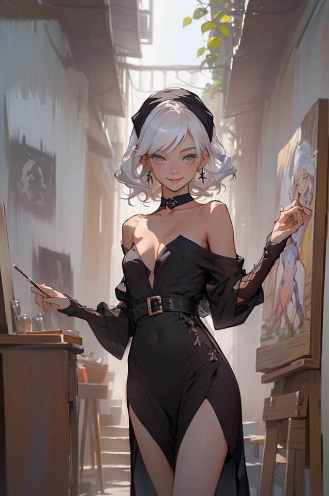 ((Create MAXZenArt!)), (young),(young girl - , nude, full height, nude body, dark hair, bright skin, Scarlet lips, smile; black, expressive playful eyes, long eyelashes))_((top quality, masterpiece), (one young girl - 16 years oldll height, White hair, White skin, Scarlet lips-smile; black, expressive playful eyes, long eyelashes), (black translucent chiffon dress, Golden Line, very short peignoir dress,(erotica), (sexuality), (very sexy body, Seductive body, Small beautiful breasts, Genitals), (calm relaxed pose, hair fluttering in the wind, half a turn, look at the viewer, stylish girl model))_((digital painting, wide brush stroke, superiority, oil painting), (daylight, soft warm shadows, contrasting cold light, Reflexes, turnaround, tracking))_((background – stunning blooming irises; (violet, yellow, blue, white), (petals, shoots))_((Highest quality workmanship, realism,digital painting, modern writing style, clear correct anatomy, Elegance, ease of execution))