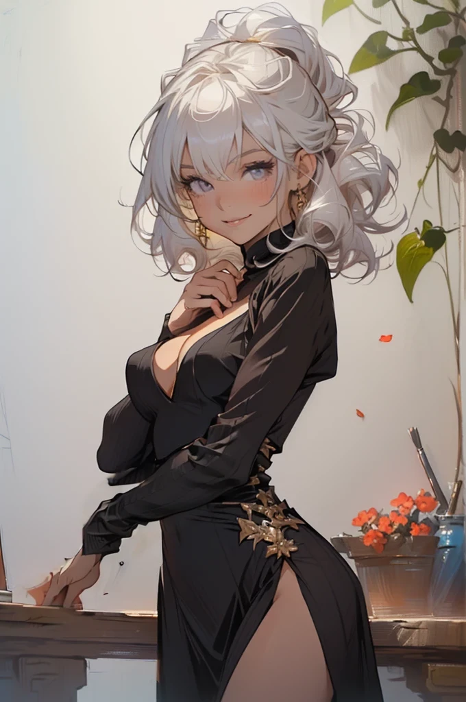 Correct the hand, make it anatomically correct. anime - style image of a woman in a black dress sitting at a desk, anime girl wearing a black dress, perfect white haired girl, extremely detailed artgerm, trending on artstation pixiv, guweiz on pixiv artstation, guweiz on artstation pixiv, cute anime waifu in a nice dress, seductive anime girl, style artgerm
