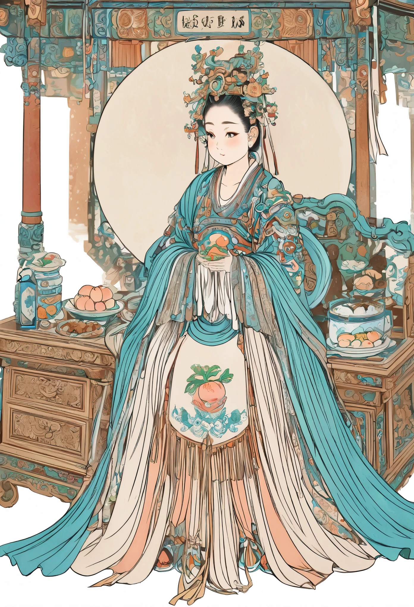 yongle ,1girl,peach，plate