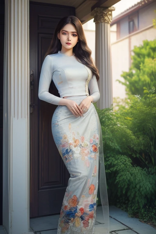 best quality,4k,8k,highres,masterpiece:1.2),ultra-detailed,(realistic,photorealistic,photo-realistic:1.37), beautiful girl 24 years old, beautiful detailed eyes,beautiful detailed lips,extremely detailed eyes and face,longeyelashes,1girl,illustration,soft lighting,vibrant colors,bokeh,romantic,dreamlike,ethereal vibe,Full Body Professional Photo, (Photo 4K:1.1) (Sharp Focus:1.3), High Detail, Woman in colorful garden, Pretty , long Hair, Instagram Pattern Pose, confident, slim girl, big titsrfect anatomy, perfect symmetry:1.2, Realistic, realistic face:1.2, perfect face, content, confident, very detailed, and dramatic, cinematic lighting, Lighting scene, soft lights
graceful movement, full body photography, (((masterpiece :1.5))), photoreal, (((beautiful eyes:1.5)))
