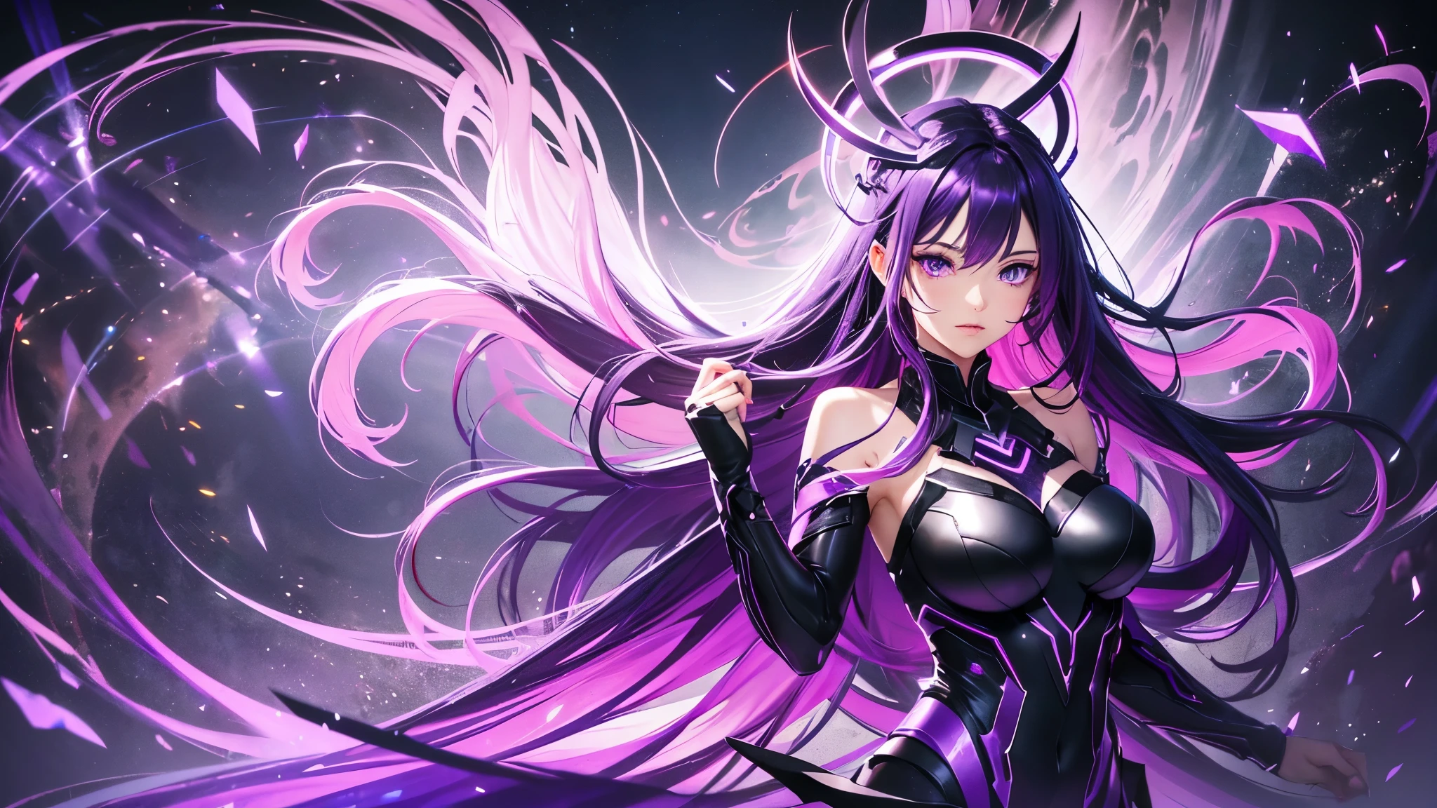 (((Highest quality)))(((Best Image)))(((anatomy)))外見は20代のwoman,Random hair color ,Random hairstyle,Wear shiny armor,Extreme costumes(((Appearance)))The shape is humanoid,Random Face(Beautiful Face),,Huge breasts,Tight waist,Wearing randomly colored armor(((Features)))Eye color is random,Personality is random,Attractive figure(((arms)))He is carrying a weapon that resembles a purple glowing object..Possess modern weapons.(((woman)))The skeleton is human-like,Huge breasts,Tight waist,fogのようなガス状のもので纏っている(((background)))Barren Land,dead tree,fog,Chaotic world(((Standing posture)))ランダムなStanding postureをしている,mysterious,lovely,Highest quality((Full Body Shot))