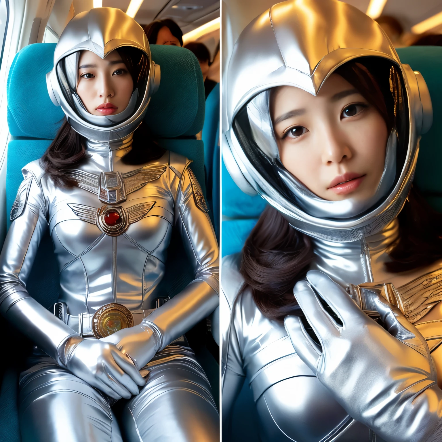 best image quality、Super high resolution、(realism:1.4)、Korean beauty star、The most beautiful KPOP star、horny face、Horny Korean makeup、erotic expression、A body that makes you want to touch it、erotic photos、((Realistic shiny satin fabric texture、High-gloss stretch satin fabric that is smooth and smooth to the touch.、The drape of the curved part of the shiny satin fabric、strong shiny costume、The smooth and beautiful quality and luster of the costumes、A shiny costume made of high-quality satin fabric with high density.、Smooth to the touch oil light liang ice 縝绸 ultra-class battleship skin coat COS、Super Sentai Women&#39;s Heroine Suit、Texture of costumes that satin fetishists respond to、Thin, glossy stretch satin fabric)),8K photo quality