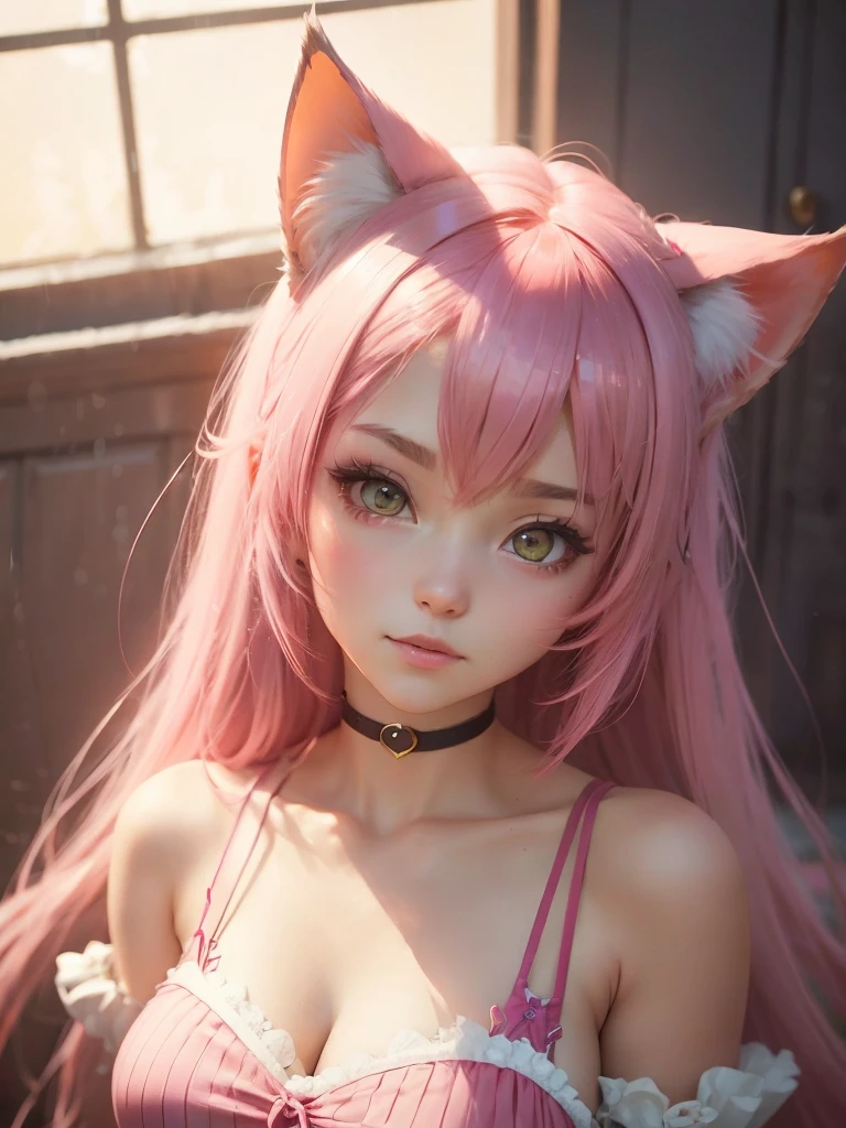 Anime-style girl with pink hair and cat ears, adorned in a stunning pink dress and cat-ear headband, exudes an irresistible charm and beauty. Her anime cat-girl appearance is a captivating work of art in the stylized guweiz aesthetic, achieving a lifelike and realistic 3D effect. Loved by many, this beautiful and cute catgirl is a trending sensation on CGStation. Embracing her anime-girl identity, she dazzles with youthful allure and the magical essence of feline grace.