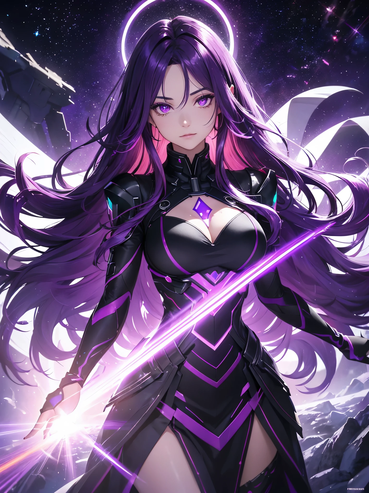 (tmasterpiece,best qualtiy:1.4),(hoang lap,A high resolution,Hyper-detailing:1.2),(1 beautiful woman:1.4),(using dark magic:1.4),Purple magic,Wear a turtleneck dress,Imaginative overlays,artistic fusion,Fantastic scenes,evocative narratives,striking visual effects,The upper part of the body
