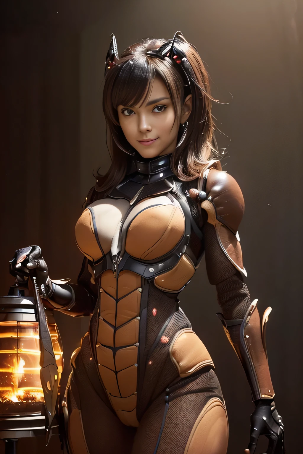 (high resolution,masterpiece,best quality,extremely detailed CG, anime, official art:1.4), realistic, photo, amazing fine details, all intricate, gloss and shiny,awesome many layers, 8k wall paper, 3d, sketch, kawaii, illustration,( solo:1.4), perfect female proportion,villainess, (fusion of dark brown cockroach and lady:1.4), (brown cockroach form lady:1.2), (brown cockroach lady:1.2), (fusion:1.2), (solo:1.4), (evil smile:1.2), muscular, abs, (cockroach brown exoskeleton bio insect suit:1.4), (cockroach brown exoskeleton bio insect armor:1.2), (brown transparency cockroach wing:1.4), (brown cockroach antennae:1.3),