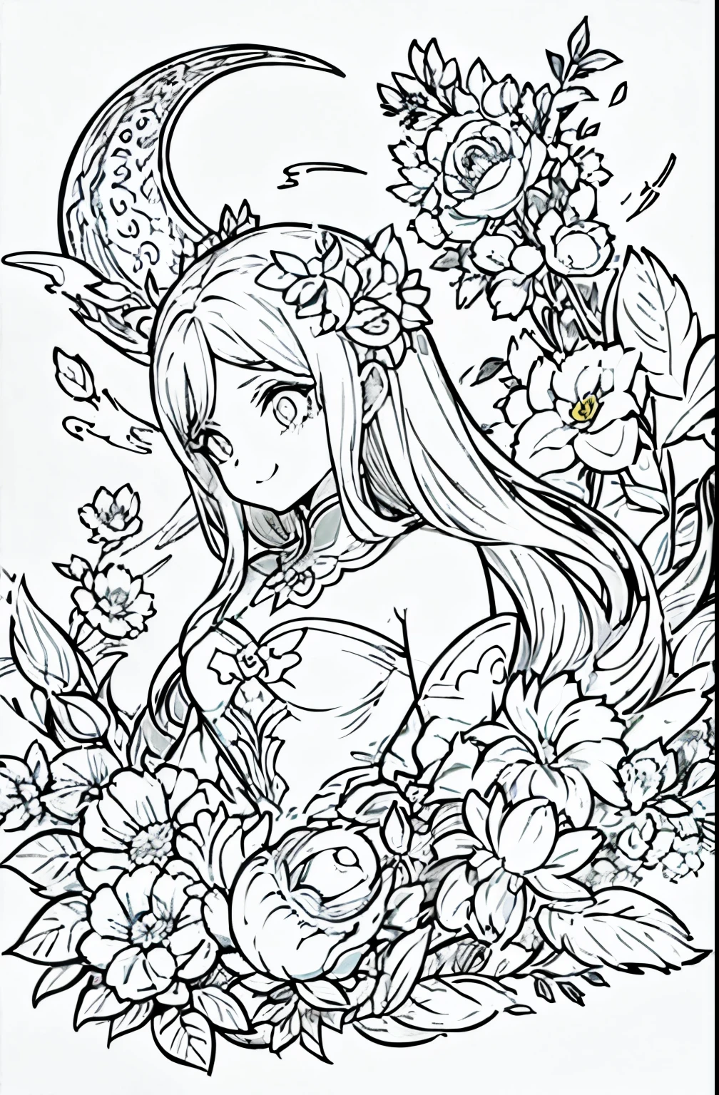 Obra maestra, superlativo,solamente, Dragon cute , flower line drawing background, fondo blanco, monocromo, line drawing, ((bosquejo)), spooky, white eyes, doodle,  