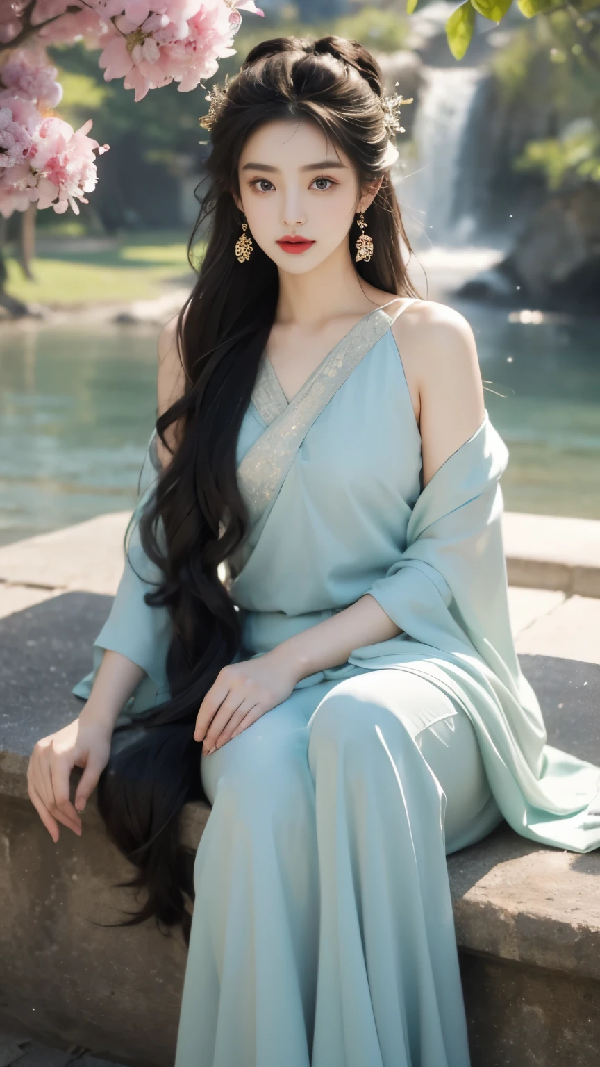 (masterpiece, best quality:1.2), 1 girl, alone, deep in wonderland,The moonlight falls like water,foggy room,The figure of the heroine is vaguely visible,Just like the fairy in the painting,Slender sexy legs,very nice legs,Exposes a sexy,美丽而又带着一丝mystery的色彩。Her face is beautiful and delicate,Like finely carved jade,Showing otherworldly beauty。Picturesque eyebrows,The waves in my eyes are like twinkling stars,Show the light of perseverance and wisdom。The bridge of the nose is straight,Lip color like cherry,The slightly raised corners of the mouth reveal confidence and calmness。her face is chiseled,Skin as fair as jade,Reveal a healthy glow,Just like fairies。Her makeup is light and delicate,Not too much embellishment,But enough to show her temperament and charm。Light-colored foundation brings out the transparency of the skin,A light eyebrow pencil outlines her perfect eyebrow shape,Eye makeup is eye shadow and eyeliner,Make her eyes brighter and more energetic。Lips painted with elegant lipstick,Adds a bit of charm and sophistication。Her clothes are elegant and chic,Clothes fluttering,It seems like it will be blown up by the wind at any time,drifting into the distance。Without losing elegance,Also showed off her extraordinary skills。Her hair is tied back casually,Secure it with a hosta,A few strands of hair flutter gently in the wind,Adds a bit of softness。She seems to be a fairy in fairyland、mystery、and full of power。lifelike, High resolution,illustration, Very detailed,Level verbose, High resolution, Very detailed, best quality