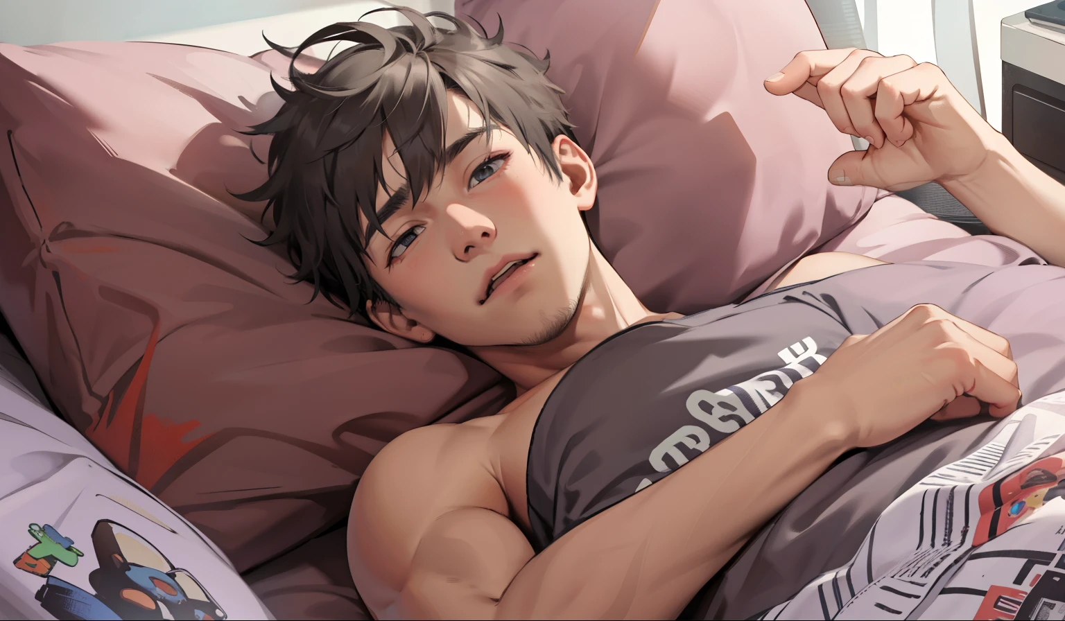 cute 16 year old boy waking up from a nightmare