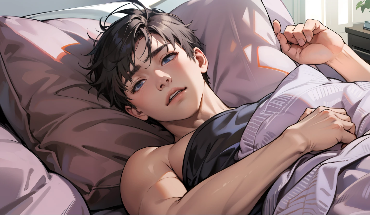cute 16 year old boy waking up from a nightmare