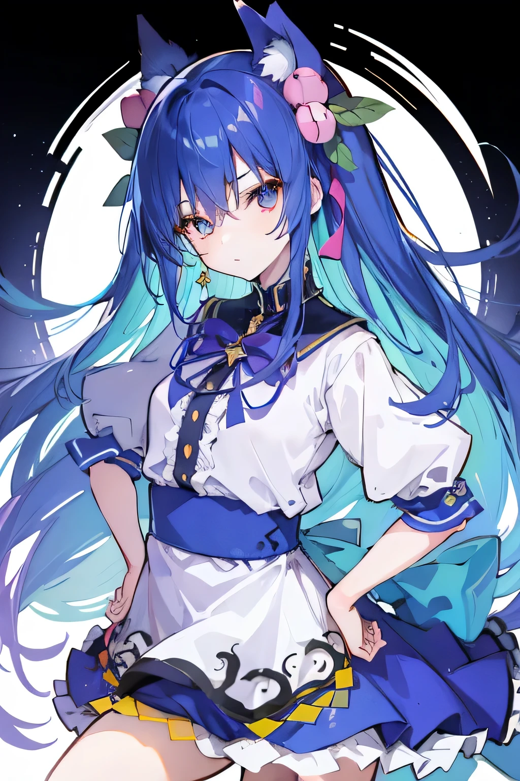 (masterpiece),best quality, expressive eyes, perfect face, 1girl,
Put your hands on your waist,fair, Gorgeous,Japanese cartoons,girl,lola,Hina Angel, blue hair, blue haired, floating clothes,Grab your waist, Grab your waist, hands on hips , hands on hips,sit, sit on ground, Legs on the ground, flat chest,envious eyes,starry sky,