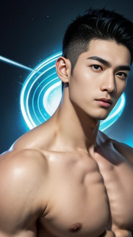 mind control, hypnotized spiral, (Masterpiece, Special quality, high resolution, 8k, complicated: 1.2), (detailed face:1.2), handsome, Korean guy, white skin, Double eyelids, Fine skin, 1 boy, ((realistic)), abdomen, good light quality, muscle veins, ((Pale skin)), side view, lustful face, (hypnotized), (Pop Viewer:1.3), full body shot,big dick, created, sexy