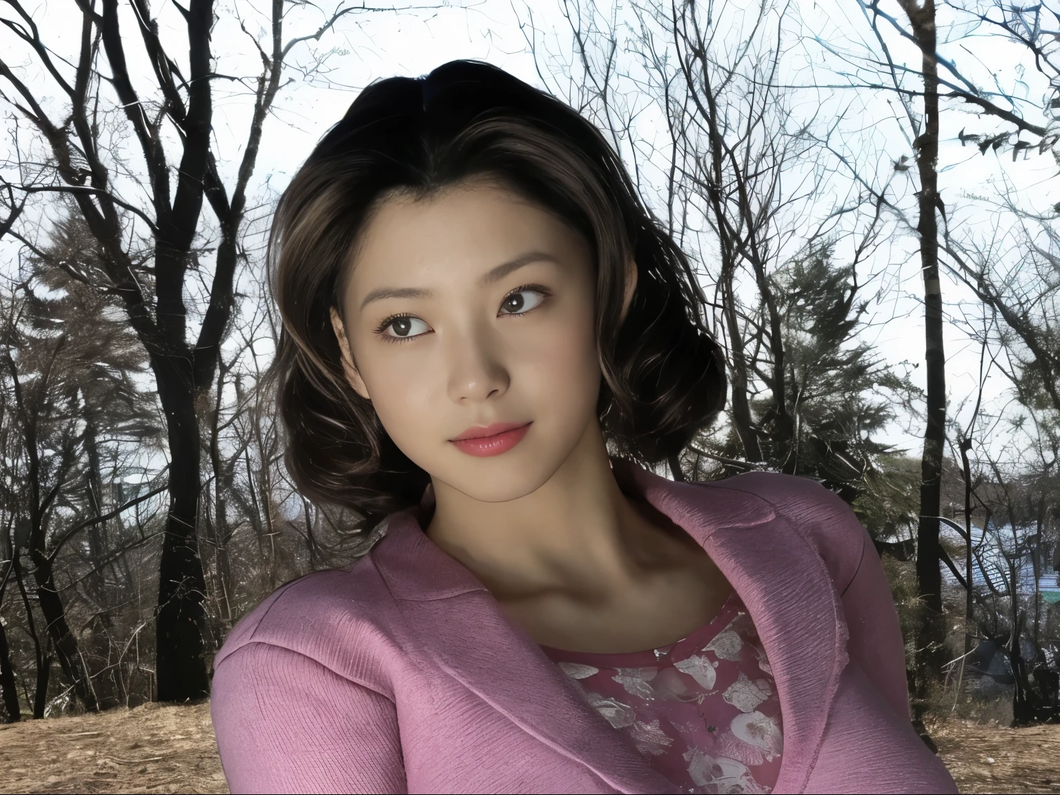 highest quality。８K-Picture。young gravure idol。Beautiful Women in perfect style。she&#39;She&#39;s thin but her breasts are big。The charm of the gap。slim abs。dark brown hair。(big breasts：1.4)。cute eyes。double eyelid。length, wavy hair。Very delicately drawn face。perfect style。Shot in a red swimsuit。(The fate of gravure idols、big breasts：1.4)。subtle smile or shy。