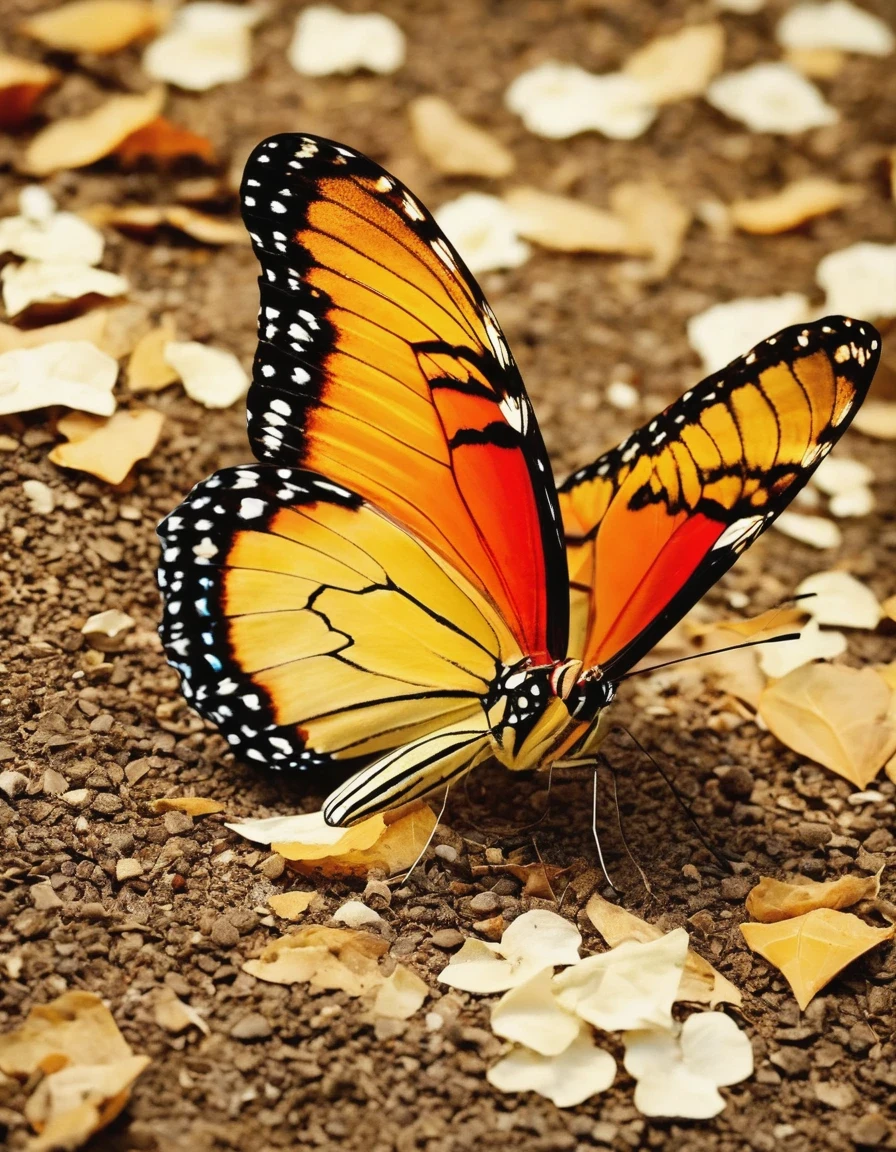 "Torn Mirror,broken petals,A butterfly with wings of fire landed on the flower,Gnawing on the fallen leaves。The ground reflects the faint light,With silent prayers,The dust on the table shines brightly with gold,Flashing......The butterfly was buried in the dust,Struggling to fly,A gust of wind blew through,Blow away the butterflies,The fragments of butterfly wings scattered on the ground suddenly became as empty as dust.,The sound of prayer gradually fades away,The lenses slowly disappeared...
