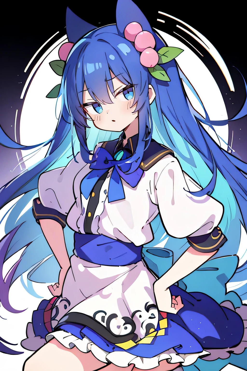 (masterpiece),best quality, expressive eyes, perfect face, 1girl,
Put your hands on your waist,fair, Gorgeous,Japanese cartoons,girl,lola,Hina Angel, blue hair, blue haired, floating clothes,Grab your waist, Grab your waist, hands on hips , hands on hips,sit, sit on ground, Legs on the ground, flat chest,envious eyes,starry sky,