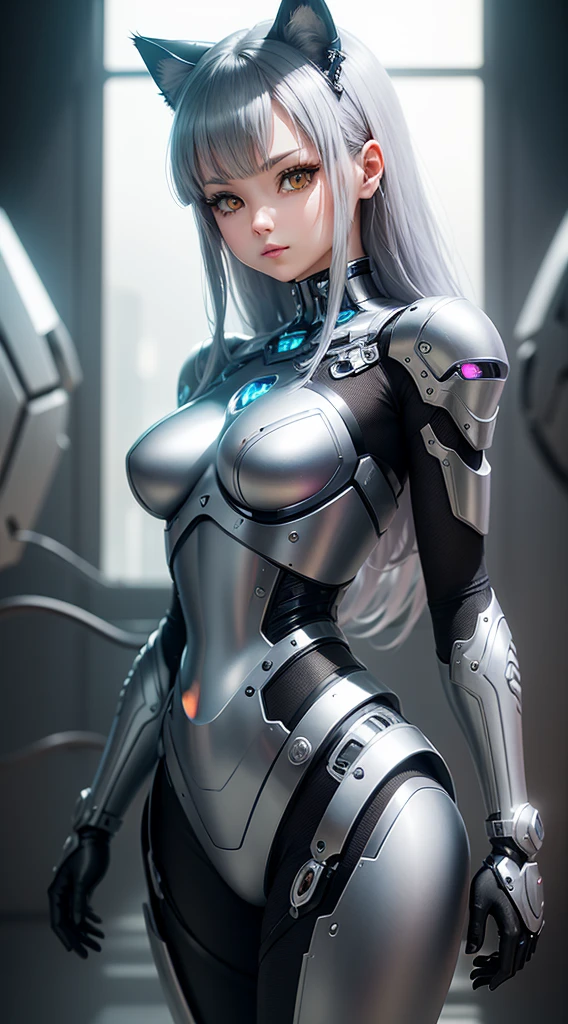 a cute kitten made of metal、(cyborgs:1.1)、([tailed|Details wire]:1.3)、(intricate detailes)、hdr、(intricate detailes、Hyper-detailing:1.2)、Cine Video、Halo Shadow、central ,latex