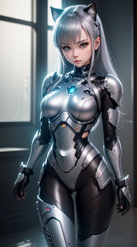 a cute kitten made of metal、(cyborgs:1.1)、([tailed|Details wire]:1.3)、(intricate detailes)、hdr、(intricate detailes、Hyper-detailing:1.2)、Cine Video、Halo Shadow、central ,latex
