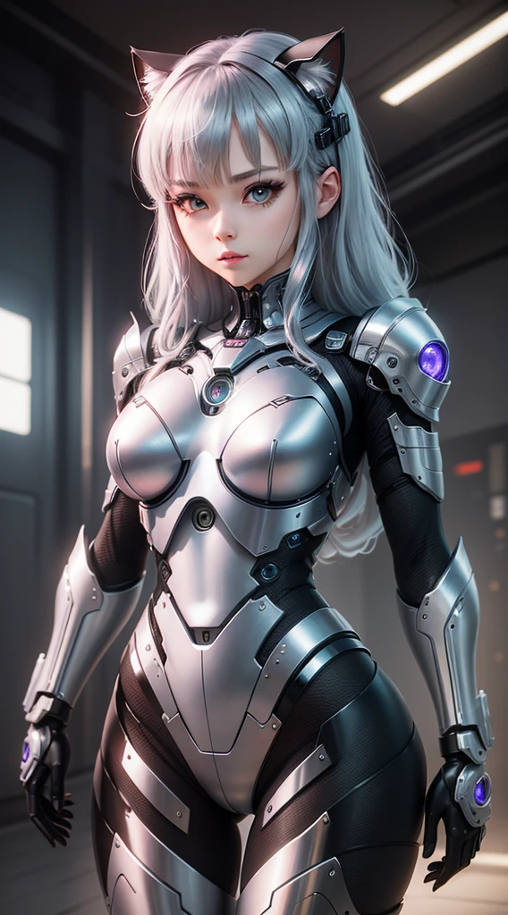 a cute kitten made of metal、(cyborgs:1.1)、([tailed|Details wire]:1.3)、(intricate detailes)、hdr、(intricate detailes、Hyper-detailing:1.2)、Cine Video、Halo Shadow、central ,latex