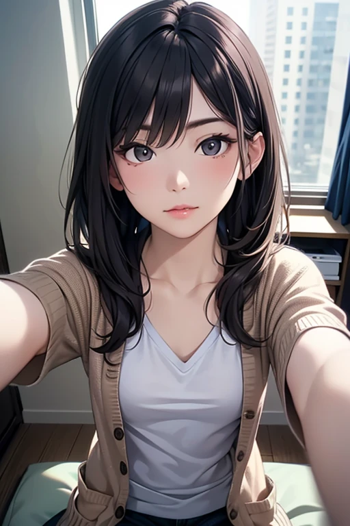 1 Female,Face and body facing forward,reaching out,sexual climax,from the front,Selfie,Ultra-realistic as a photo,sobbing,Blushing,highest quality,8k, Ultra-high resolution,RAW Photos,well-proportioned body,Beauty,Small and beautiful breasts,Focus on face and chest,POV,Completely naked,Sharpness,yuuchami,