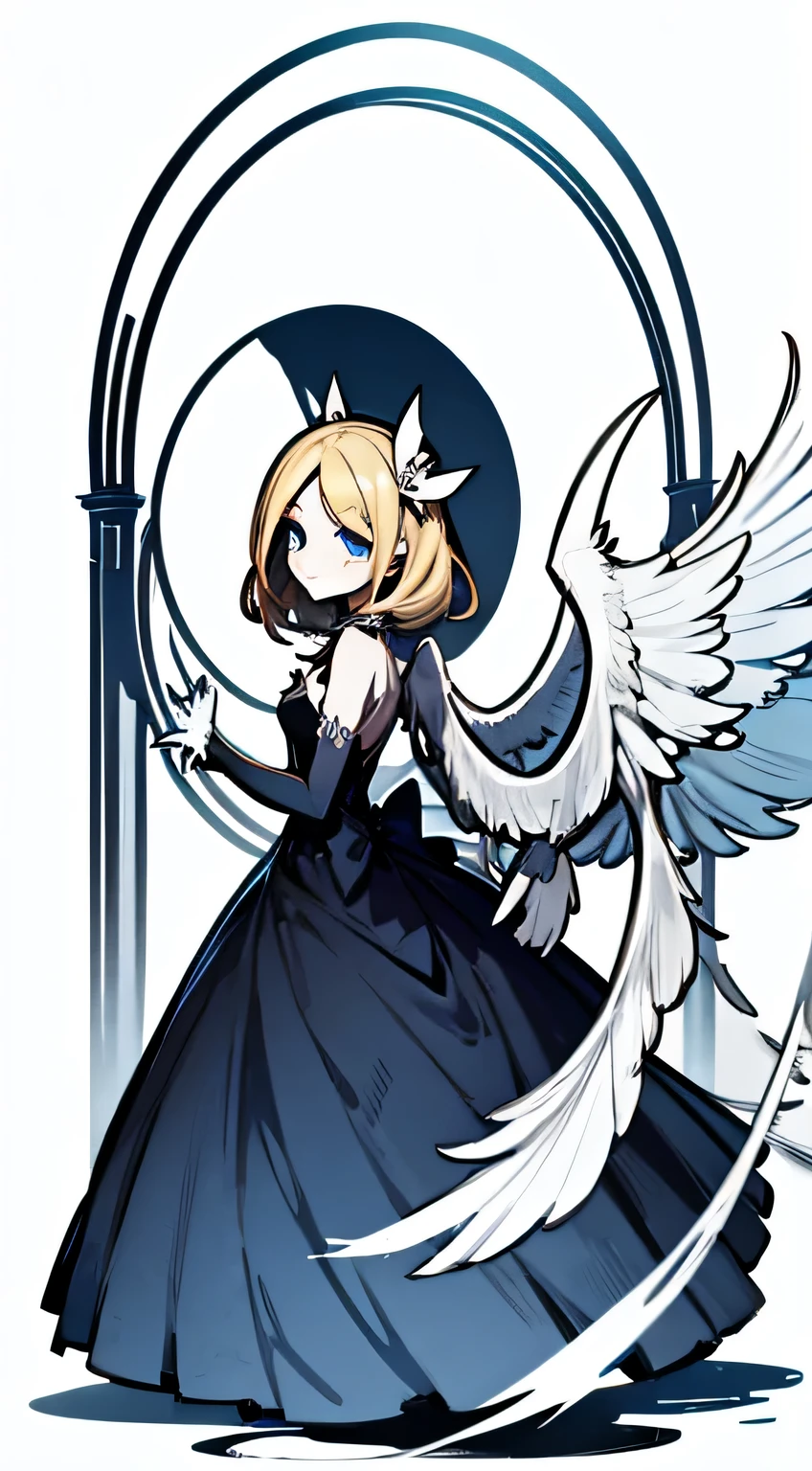 Hazbin hotel oc, beautiful arch angel,  six wings,  blonde,  blue eyes