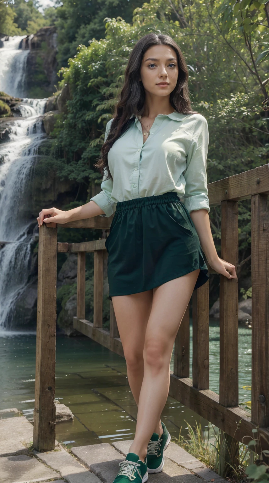 group of women in mini skirt dancing in the forest realistic 4k hd loose hair, several women dancing