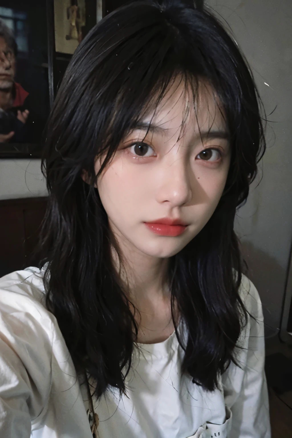 8K,best quality, masterpiece, ultra high resolution, (lifelike:1.4), original photo, (Realistic skin texture:1.3), (film grain:1.3), (Selfie angle),1 girl,Beautiful and detailed eyes and face,masterpiece, best quality,close up,Upper body,