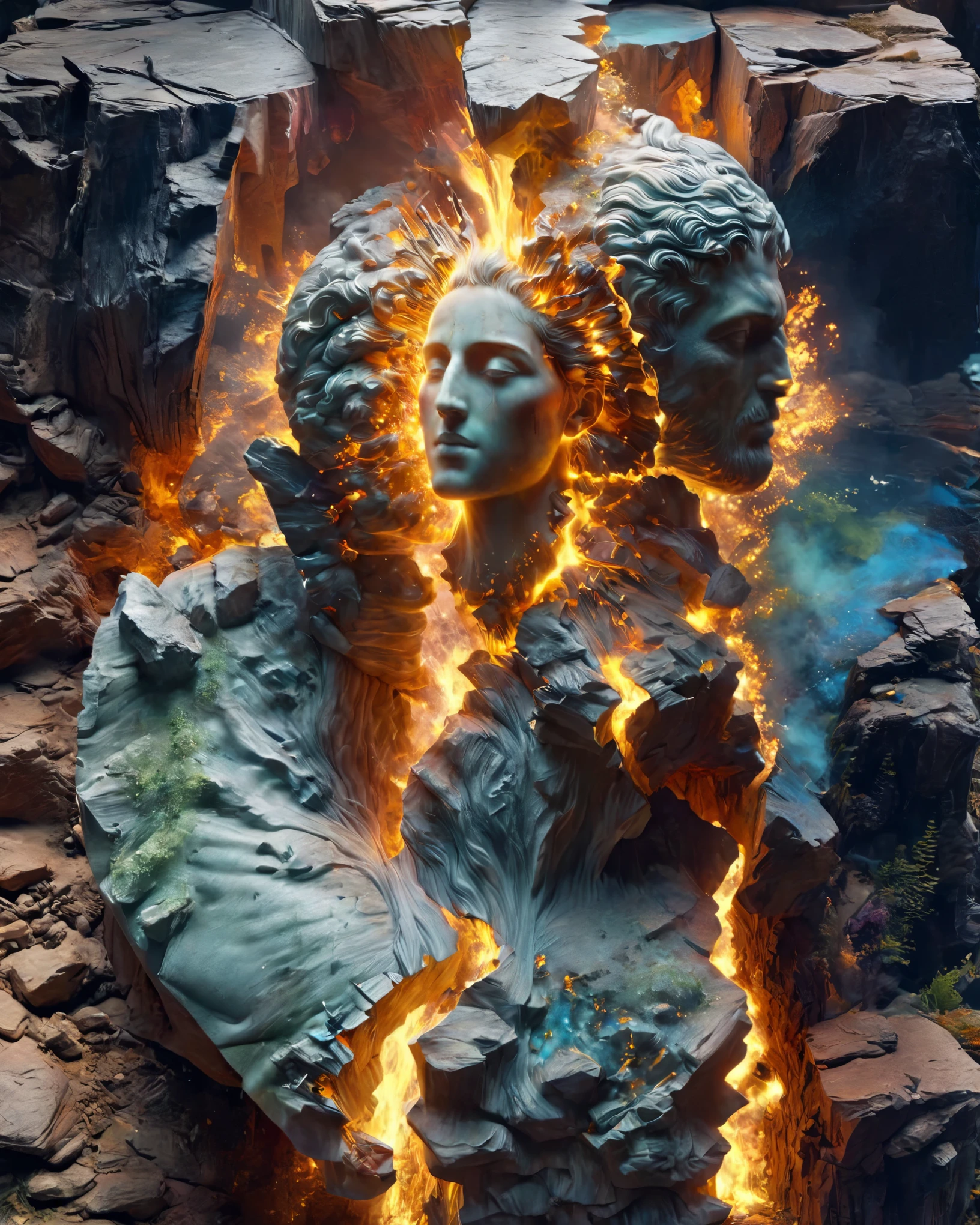 There is a huge statue of a man，There is a face on it, Art style of Philip Hodas, bipur and greg rutkowski, inspired by Filip Hodas, Matte of the human soul, Sylvain Sarai and Igor Molsky, Yuri Shudorf and Tom Bagshaw, bipur art, realism | bipur