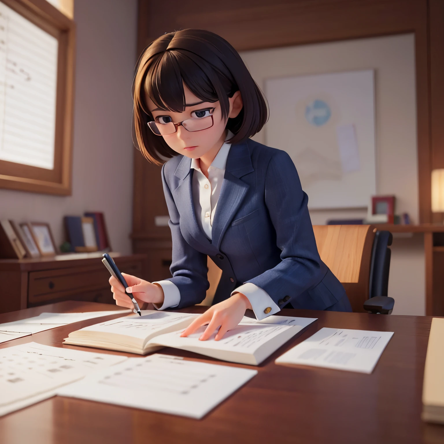 accountant, pensive accountant,meticulously calculating figures,professional attire,concentration,meticulous filing of documents,organized desk,insightful analysis,meticulous record-keeping,dedicated to accuracy,sharp focus,highres (best quality,4k,8k,masterpiece:1.2),realistic,neutral color scheme,soft lighting
