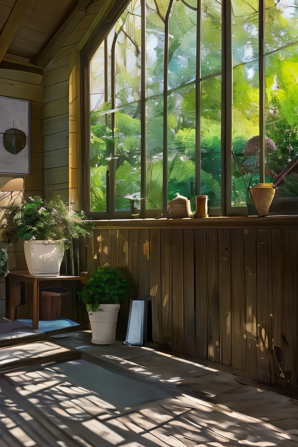 The May sunshine gently shines through the window, Cast a warm glow,Caressing the untouched yard.