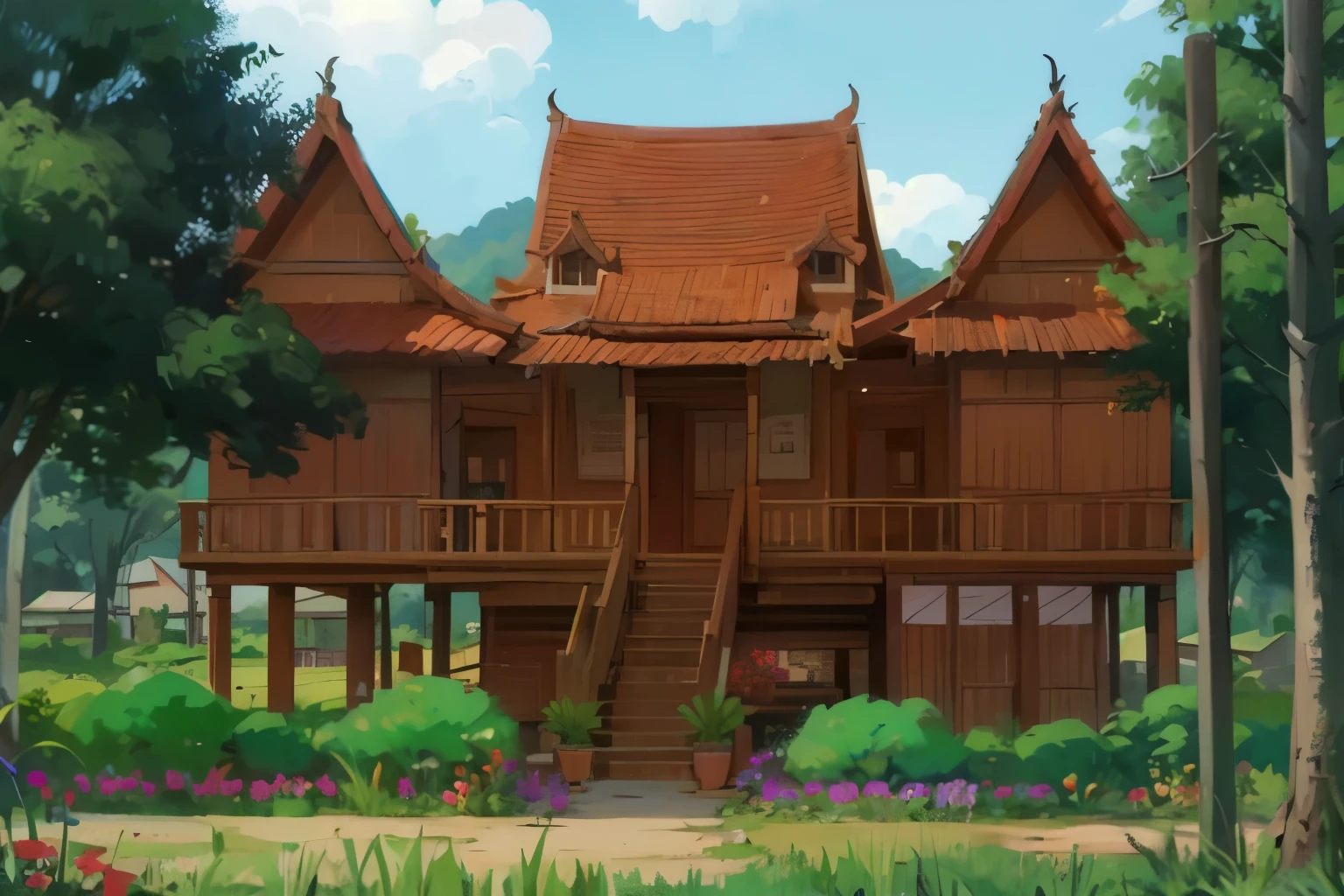 Traditional Khmer house in the countryside
