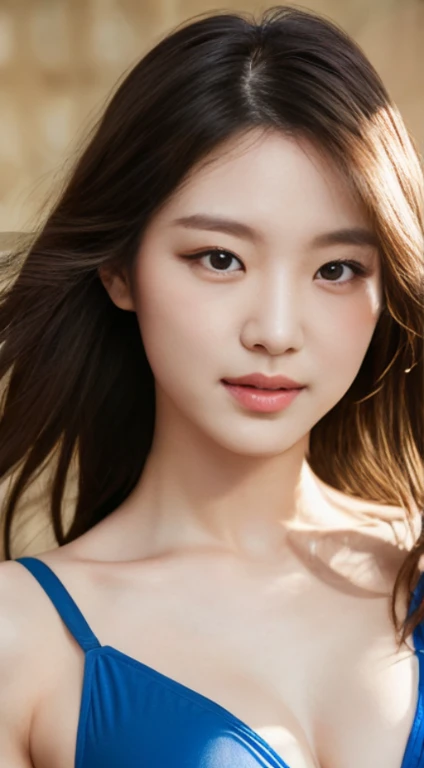 Cherry tree、swimsuit、open chest、I&#39;m not wearing anything inside、whole body、NiziUAYAKA、 ４Ｋ、１people&#39;s women、slender、 Loose wavy styling 、seductive and attractive、Including face and skin texture.，detailed eyes、A soothing expression with a smile