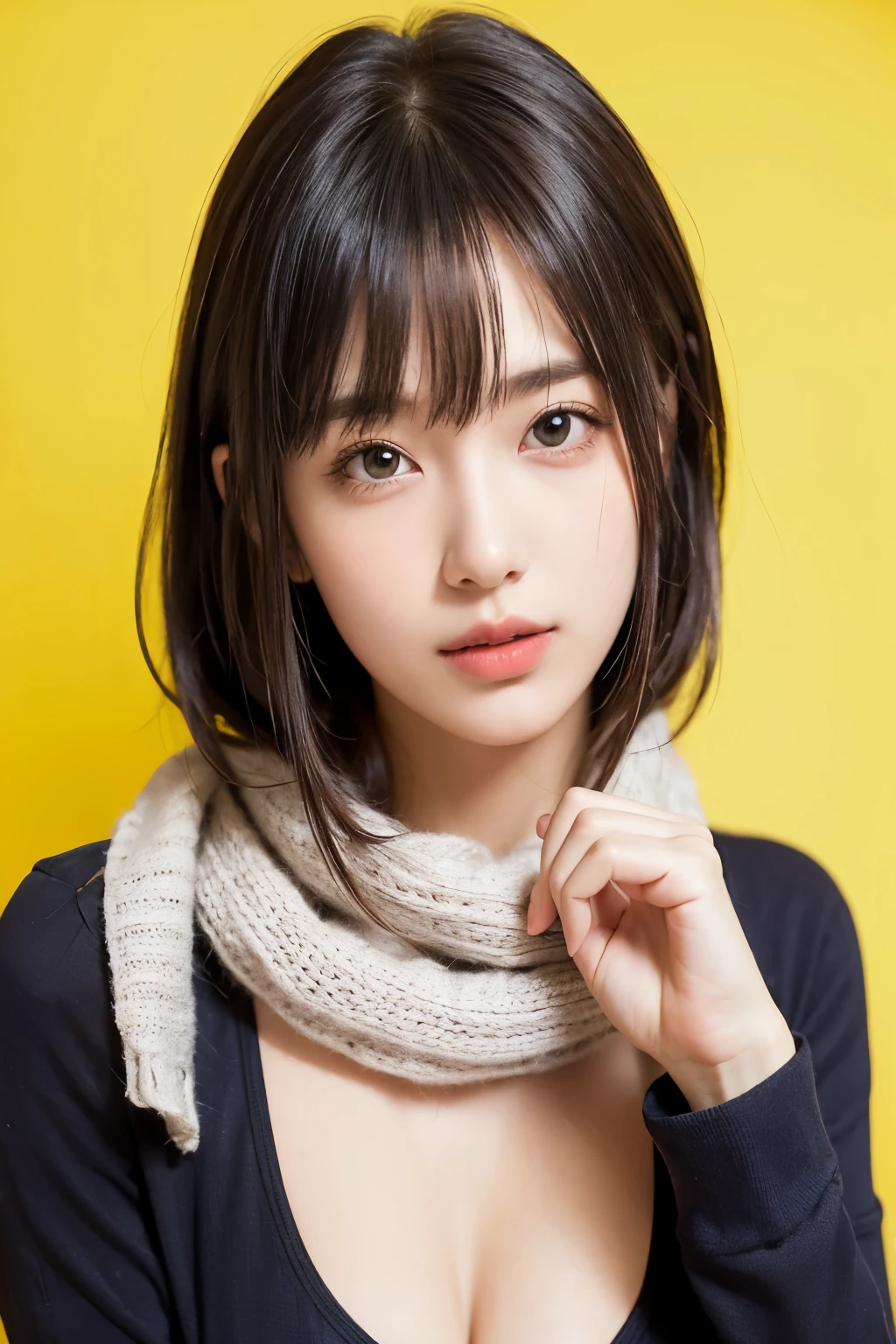 Nude girl with scarf around neck
